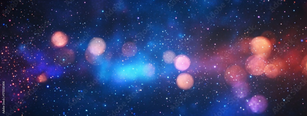 Obraz premium Cosmic nebula with glowing stars and colorful bokeh effects in deep space