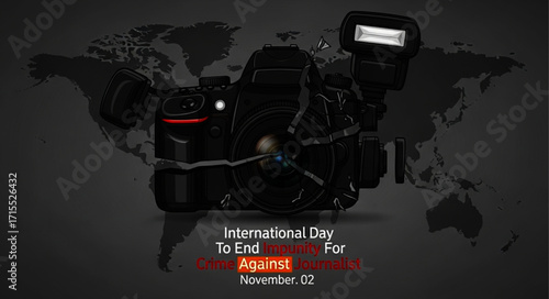 Broken Camera Symbolizing Impunity for Journalists Worldwide on International Day