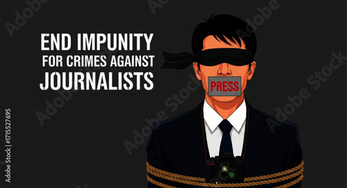 Silenced Journalist: Blindfolded Man Bound and Gagged