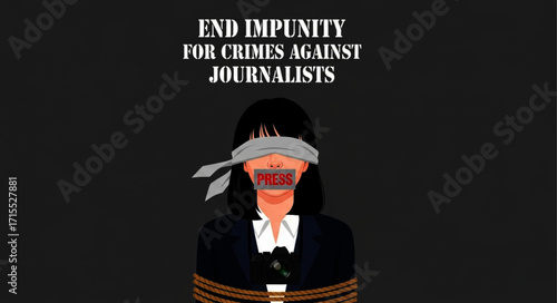 Blindfolded, Muzzled Journalist:  A Protest Against Impunity