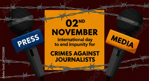 International Day to End Impunity for Crimes Against Journalists, Commemorated with Microphones and Barbed Wire
