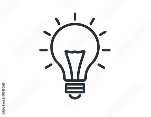 Outlined lightbulb icon, stylized with 3D effect