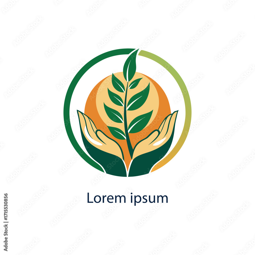 Fototapeta premium Hand holding plant logo design vector