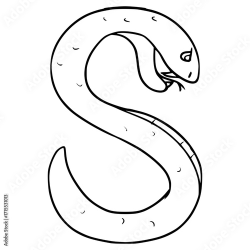 S uppercase Alphabet Character illustration hand drawn outline vector
