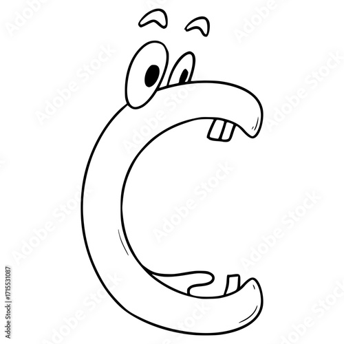 C uppercase Alphabet character illustration hand drawn outline vector
