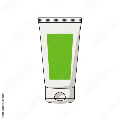 Generic White Cosmetic Tube with Green Label for Skincare Product.