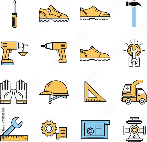 Set of Building and Construction Tools Icons - Vector Pack