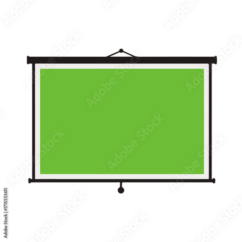 Projector Screen with Blank Green Screen Display.