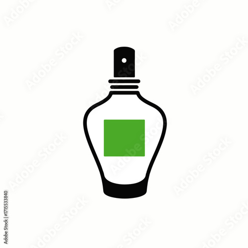 Stylized Perfume Bottle Icon with Green Label.
