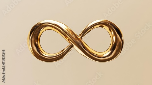 Wallpaper Mural A golden infinity symbol appears to float against a beige background. Light reflects on the metal's surface. AI. Torontodigital.ca