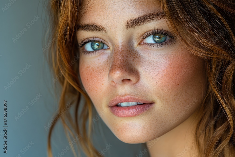 Fototapeta premium Natural Beauty Portrait of Fresh Faced Young Woman