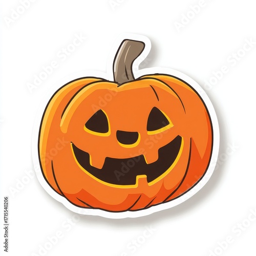 Halloween Pumpkin Sticker Cartoon Illustration