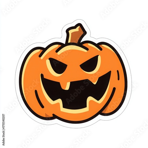 Halloween Pumpkin Sticker Cartoon Illustration