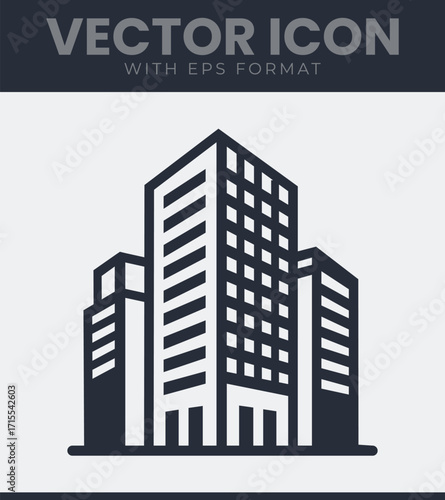 Modern city skyscraper buildings icon