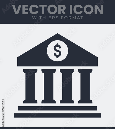 Classic bank building with dollar sign icon