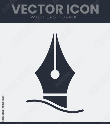 Fountain pen nib writing icon simple vector graphic