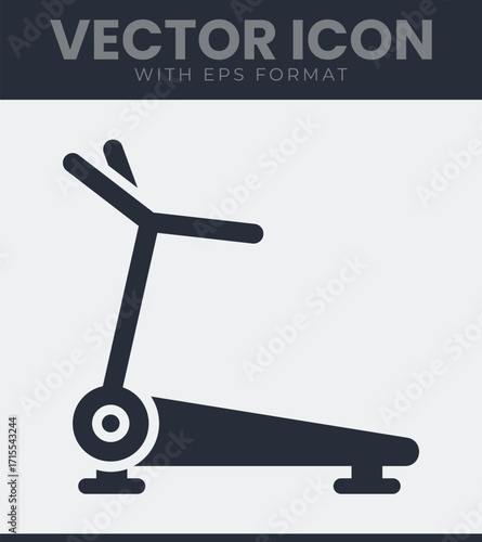 Simple treadmill vector icon for fitness and health