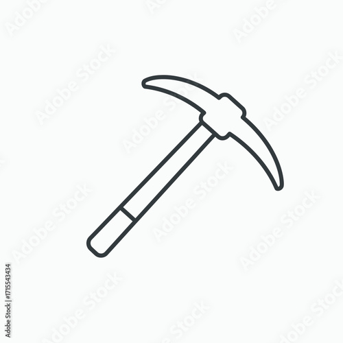 Mining pickaxe outline symbol, an industrial geology tool and construction equipment vektor icon on a white background