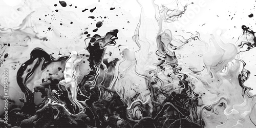 Abstract Monochrome Ink Swirl: Dynamic Black and White Fluid Art.