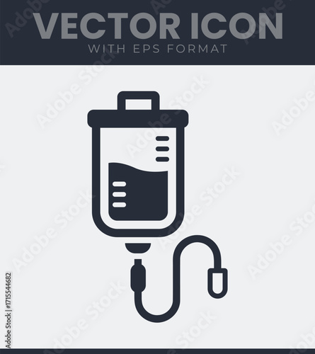 Medical iv drip bag infusion vector icon