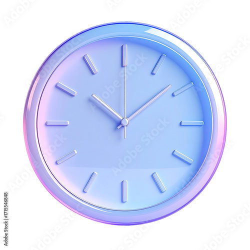 Pastel blue round clock with subtle gradient