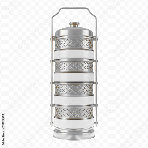 Elegant Silver and White Stacked Food Container Set