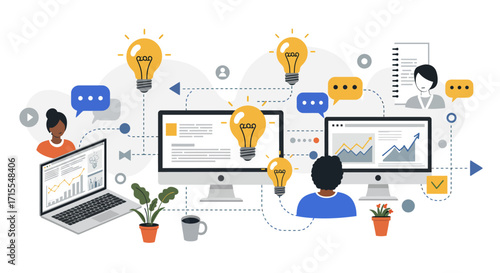Visualizing Collaborative Insight: Diverse Professionals Unlocking Strategic Breakthrough