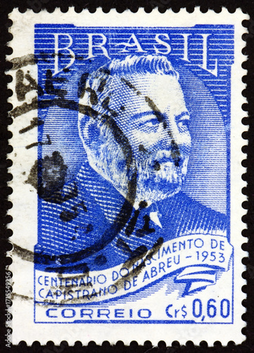 Postage stamp Brazil 1953 Joao Capistrano de Abreu, historian