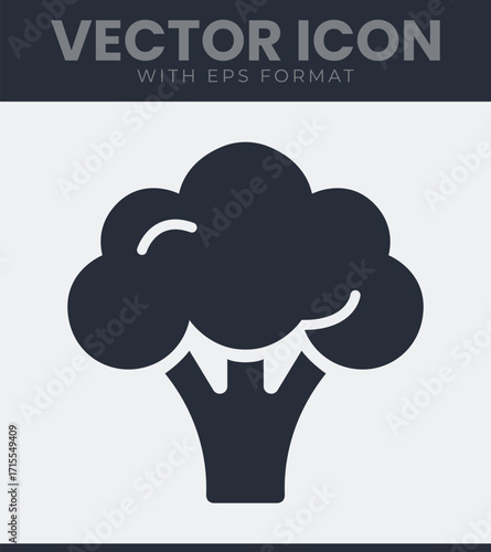Simple broccoli vector icon healthy food graphic