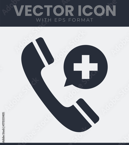 Phone call medical help icon vector graphic