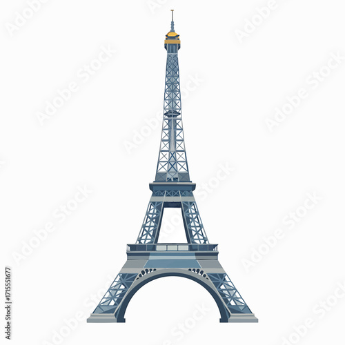 Detailed vector illustration of the iconic Eiffel Tower, a famous Parisian landmark and symbol of French culture, isolated on a white background for travel design