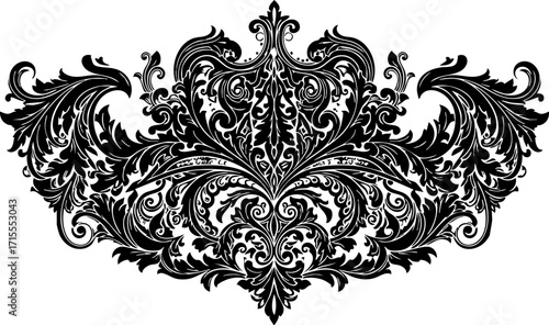 Elegant black ornate scrollwork flourishes with intricate swirling botanical details