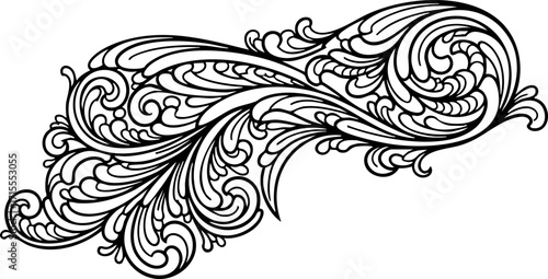 Elegant ornate flourish swirls creating a decorative vintage flourish for design projects