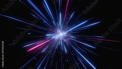 Experience rapid motion through vibrant neon light tunnels, a dynamic visual journey into the future.
