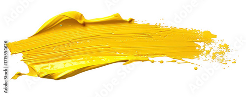 Bright yellow paint stroke on a white background.