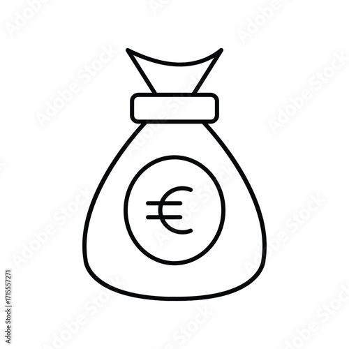 Euro Money Bag thinline icon , vector, pixel perfect, illustrator file 
