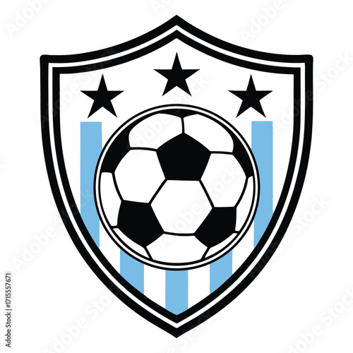 Classic soccer club crest featuring football and stars within a shield design
