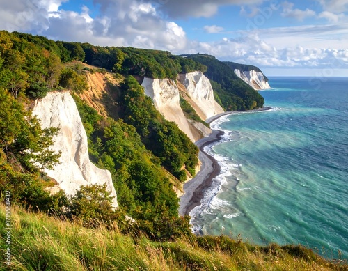 Fototapeta Naklejka Na Ścianę i Meble -  Stunning Coastal Cliffs and Azure Waters of the Baltic Sea