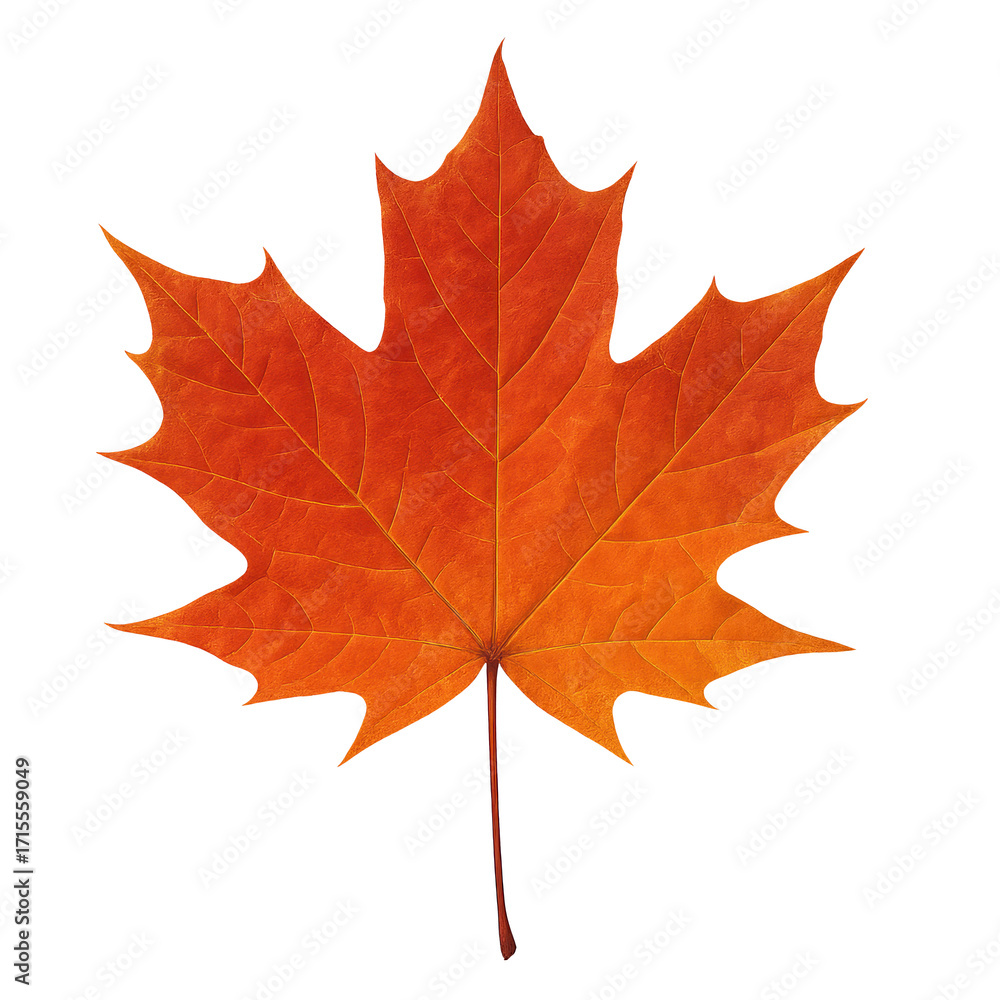 Obraz premium Vibrant Autumn Leaf: The image showcases a captivating close-up of an autumn leaf, showcasing intricate details and vibrant colors, radiating the essence of fall.