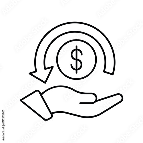 Investment Return thinline icon , vector, pixel perfect, illustrator file 
