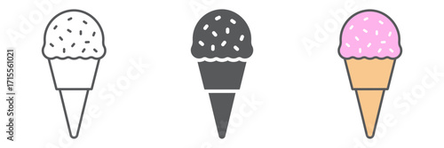 Ice Cream icon, food and sweet, dessert sign vector graphics, a linear icon on a white background, eps 10.
