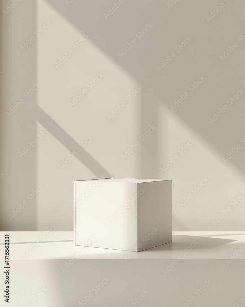 Fototapeta premium Minimalist white cube in natural light