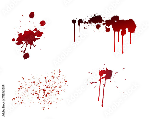Halloween Blood Splatters Realistic Vector Illustrations for Creepy Designs