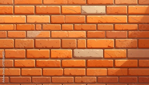 Wallpaper Mural Orange brick wall with shadows Torontodigital.ca