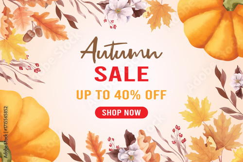 Watercolor autumn sale background