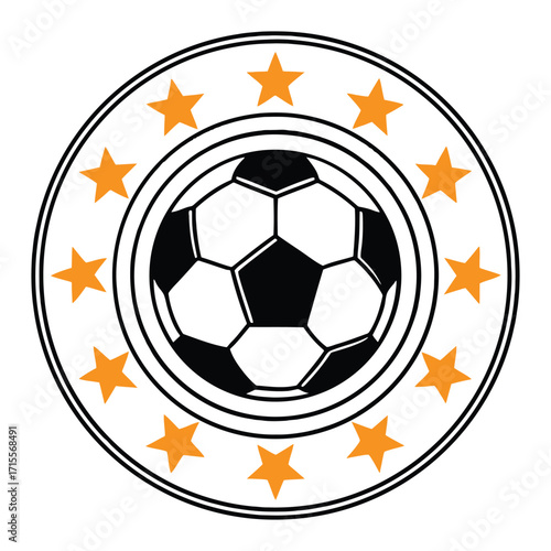 Classic soccer ball emblem with stars for sports teams and clubs design crest