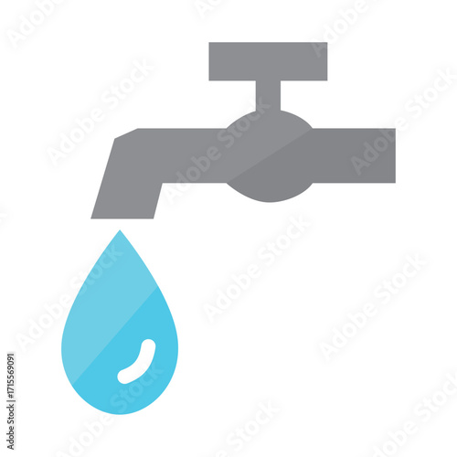 シンプルな水道蛇口のイラスト　水漏れ　修理