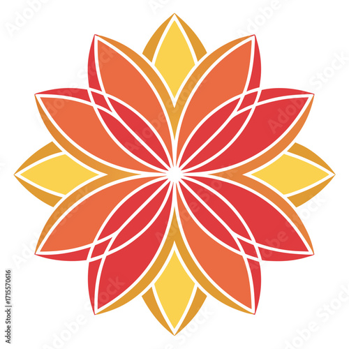 Vector art of a vibrant floral vector design featuring a stylized blossom with bold petals and warm colors, a modern take on a classic botanical motif
