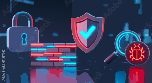 Digital Cybersecurity: Protection, Firewall & Bug Detection