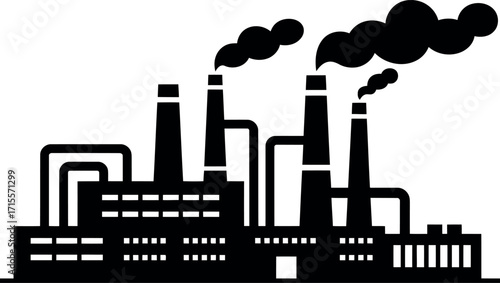 Industrial factory silhouette pollution smog vector